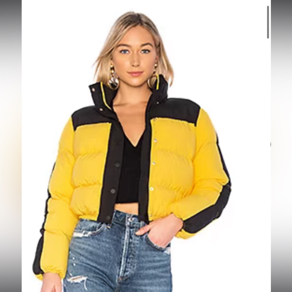 Lovers & Friends Puffer Jacket Black and Yellow XXS
